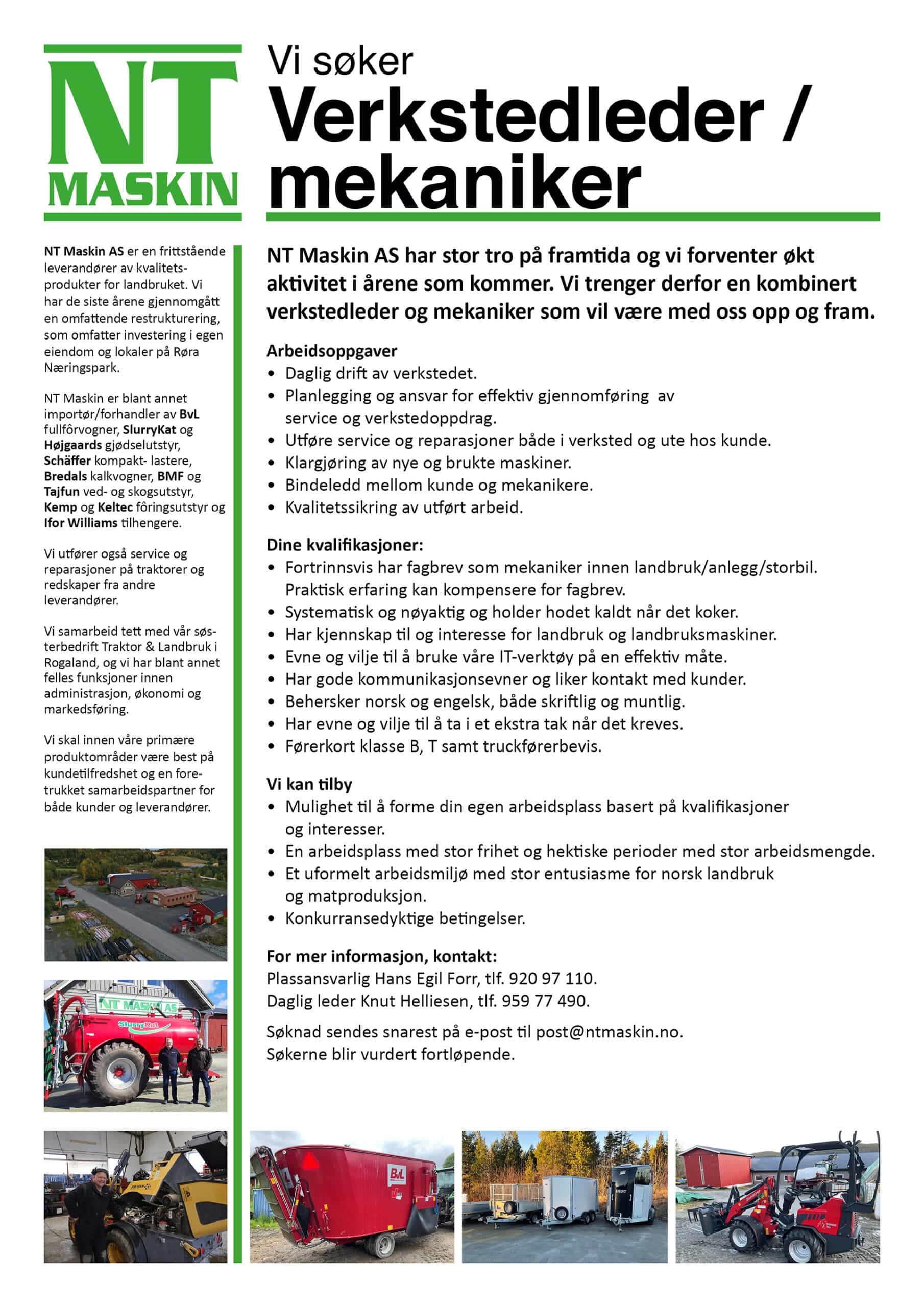 Annonse NT Maskin mekaniker 2022_12